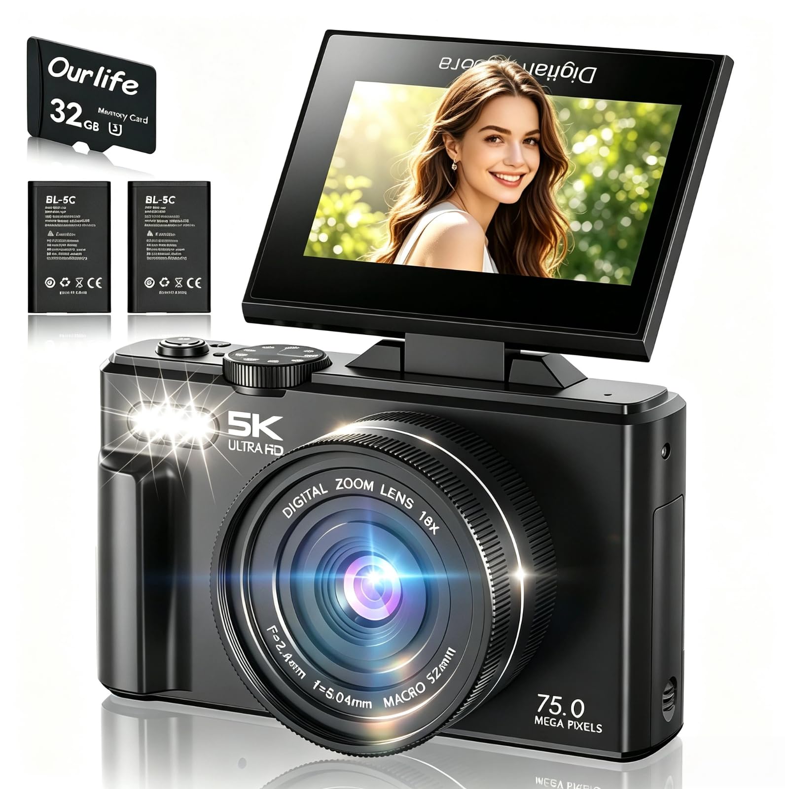 Videocamera Vlogging con Flip Screen