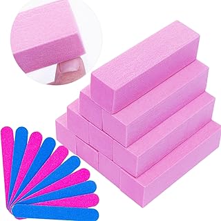 Buffer Block Mini Nail File, 10Pcs Buffer Blocks and 10Pcs Mini Nail File 180/240 Grit, 4 Sided Buffer Sanding Block, Professional Manicure Tools Kit for Natural Nails, Gel Polish, and Acrylic Nail……