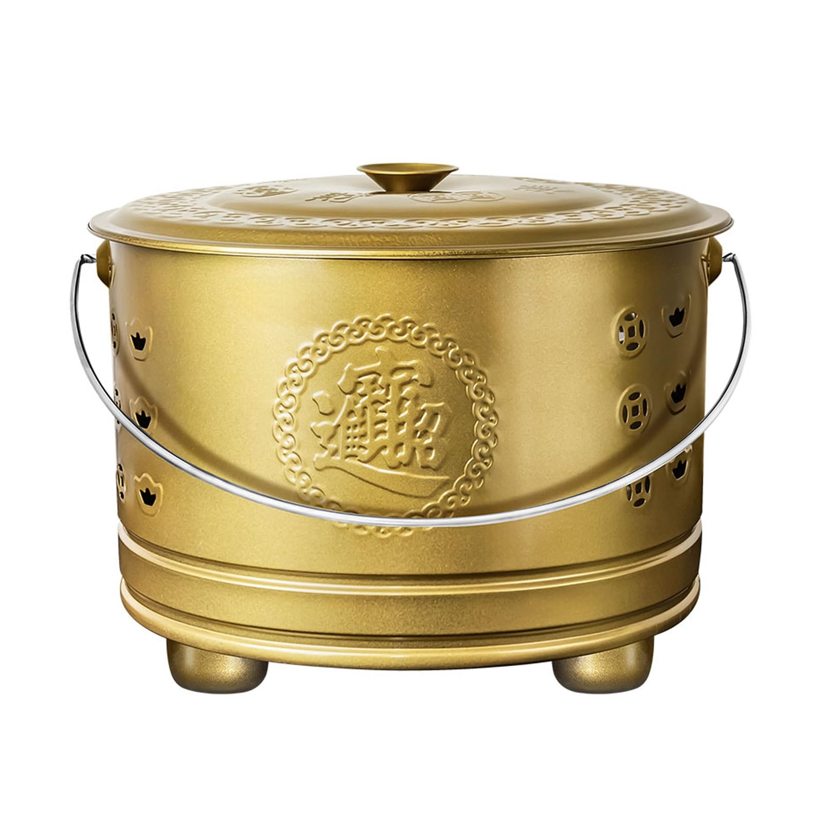 Beczki na Odpady do Spalania na ZewnąTrz, Paleniska ZewnęTrzne, Paleniska StołOwe, Pojemniki na Odpady Papierowe z Uchwytem, ​​Beczki do Spalarni OdpadóW(Gold,42cm/16in)