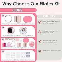 Vista 8 de Juego de 16 anillos y bolas de pilates rosas para mujer con círculo mágico de 15 pulgadas, kit de equipo de pilates para el hogar con peso ajustable