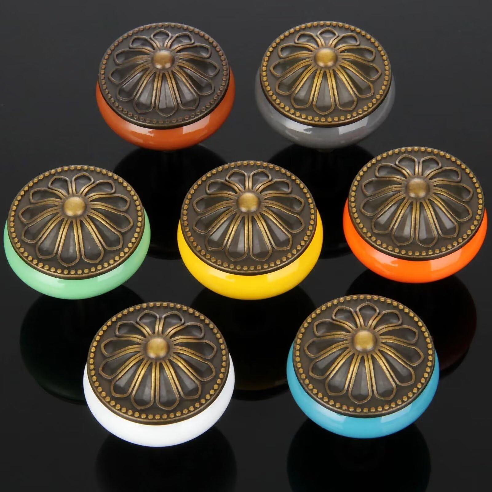 Pomelli in ceramica bronzo anticato per cassetti, armadi, cassetti, ante della cucina, per armadi, cassettiere, cucina, confezione da 20 (grigio)