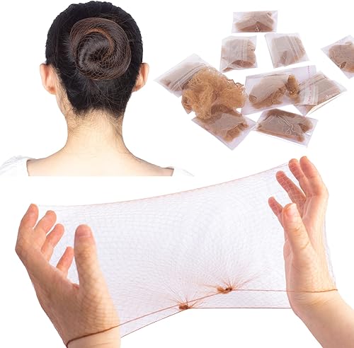 WeKen - Red de cabello marrón, 24 unidades, paquete individual de 20 pulgadas, borde elástico invisible de malla para el servicio de alimentos, moño