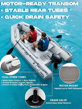 10FT Inflatable Dinghy Boat for Adults, 3-4 Person Aluminum Floor Dinghy