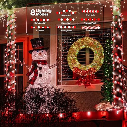 Miniatura 10 de Guirnalda de luces solares de Navidad, 50 LED, 8 modos, C6, multicolor, fresa, impermeable, recargable, para árbol de Navidad, patio, fiesta,