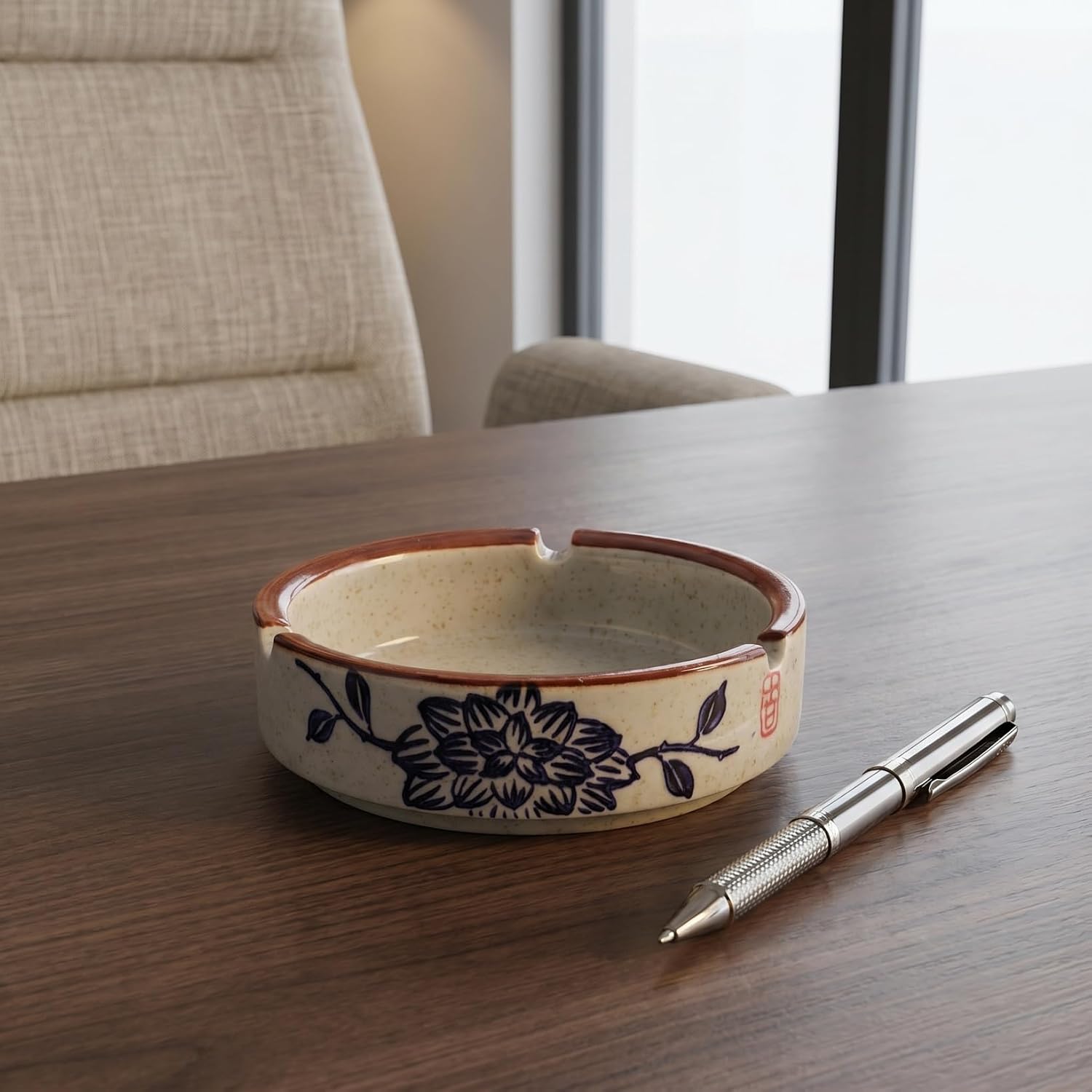 ceramic ashtray for Indoor or Outdoor Use Ash Holder for Smokers Desktop Smoking Ash Tray for Home Office Decoration