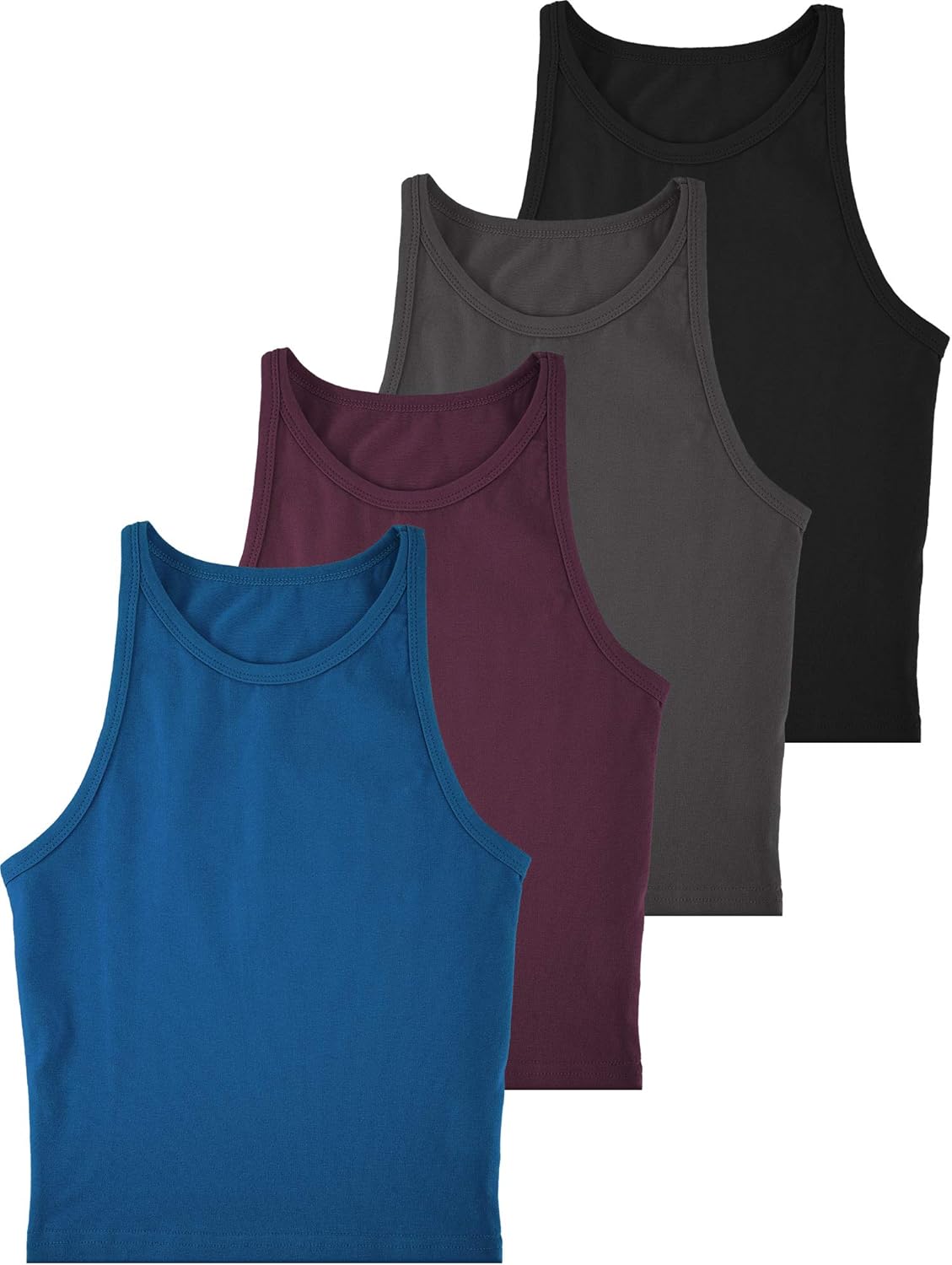 4 Pieces Basic Crop Tank Tops Women Racerback Crop Tops Cotton Sport for Girls Lady Daily Wearing - Image 6
