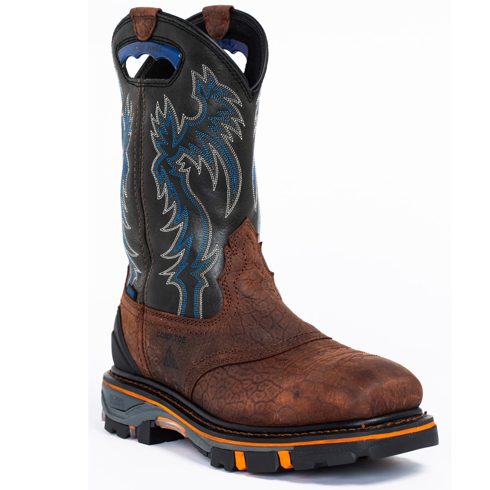 Stivali da Cowboy Western in Pelle con Punta Quadrata da Uomo Stivali da Lavoro Casual a metà Polpaccio Stivali Country Ricamati in Pelle Stivali Country Tradizionali Tradizionali