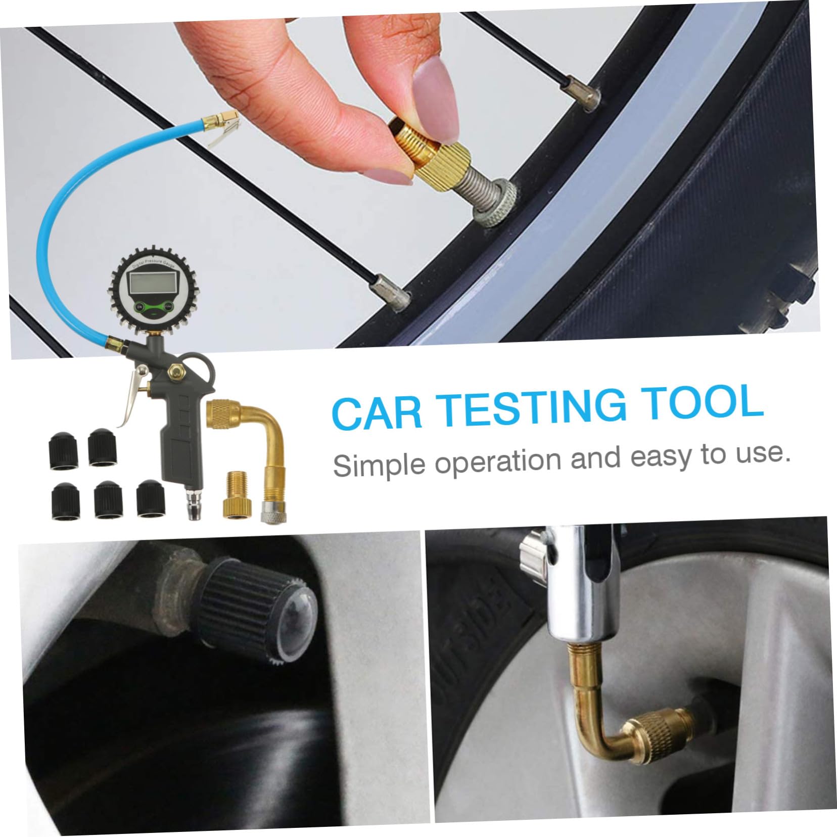 POPETPOP Manomètre de Pression pour Pneus Voiture Testeur Numérique Outil de Mesure Précis Accessoire Auto Pratique