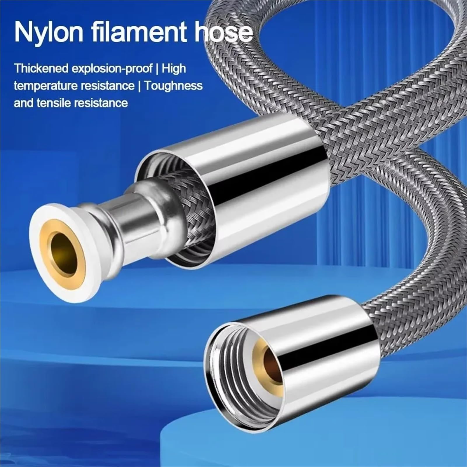 Manguera de ducha flexible de nailon de alta presión de 1,5 m, antienredos, conector universal G1/2, diseño suave para baño, gris oscuro y fácil de instalar