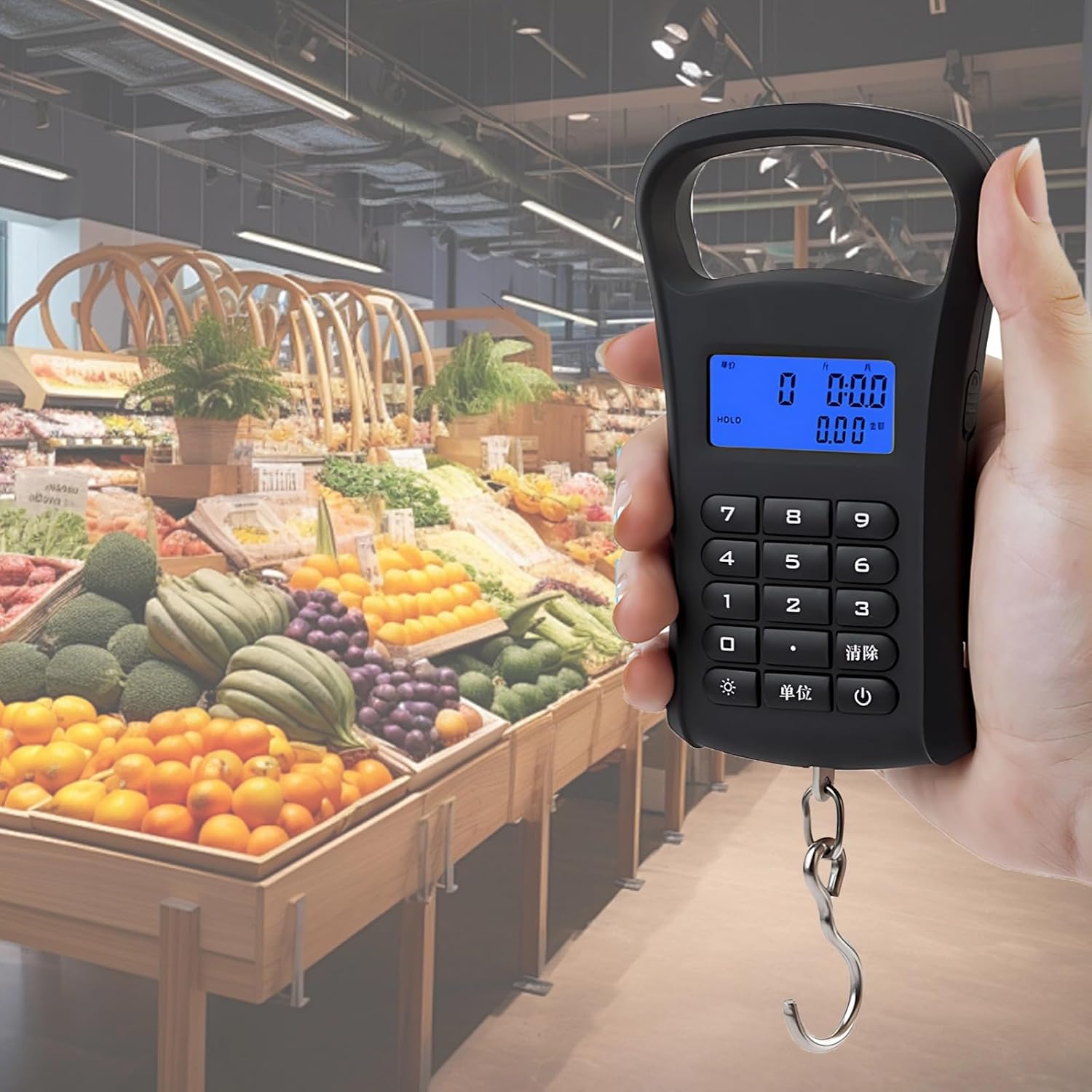 Computing Scale Handheld Luggage, 88 Lb/ 40 Kg Portable Digital Hanging, with LCD Display, Abs and A Stainless Steel Hook, Home
