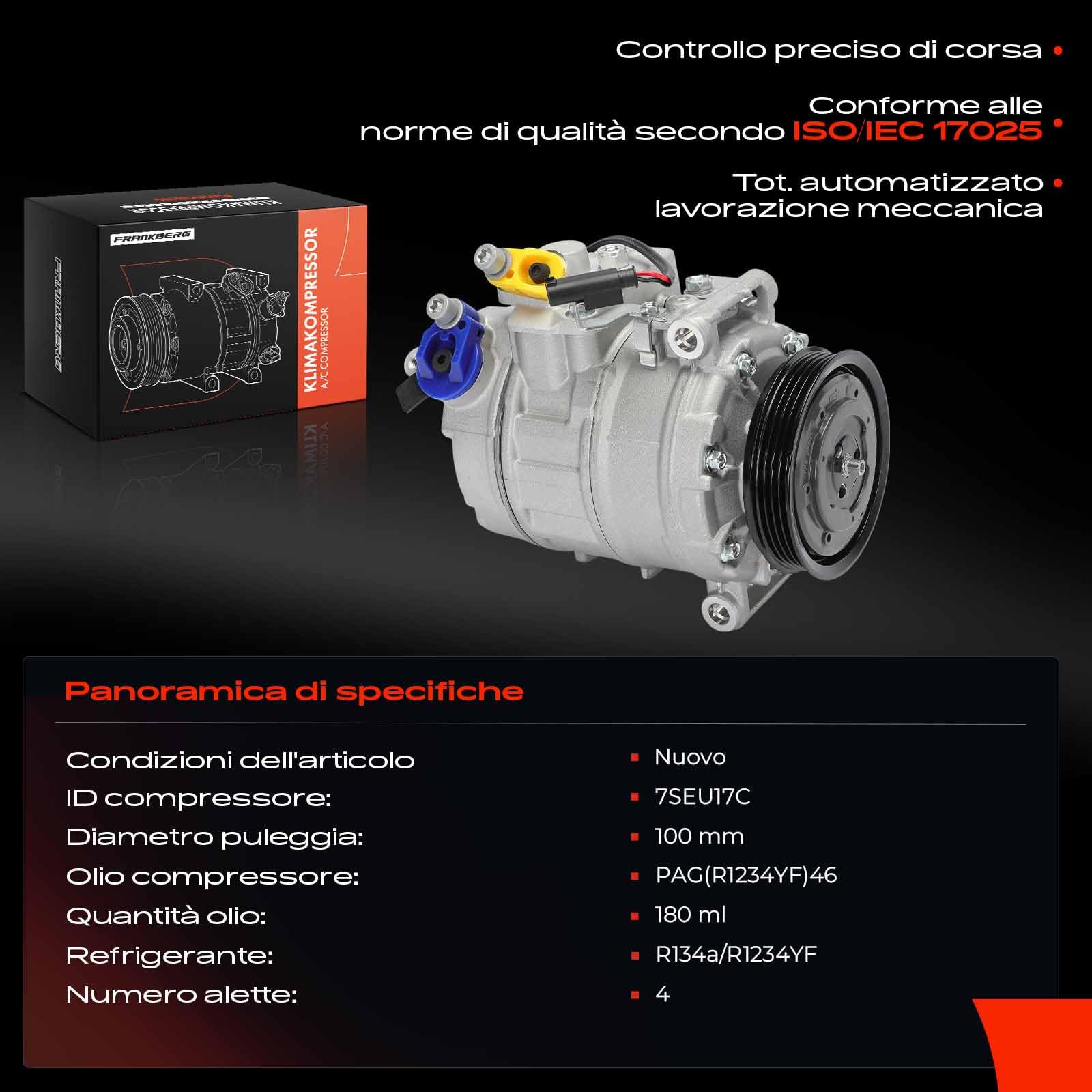 Frankberg Compressore aria condizionata con frizione Compatibile Serie 5 E60 E61 Serie 7 E65 E66 E67 X6 F16 F86