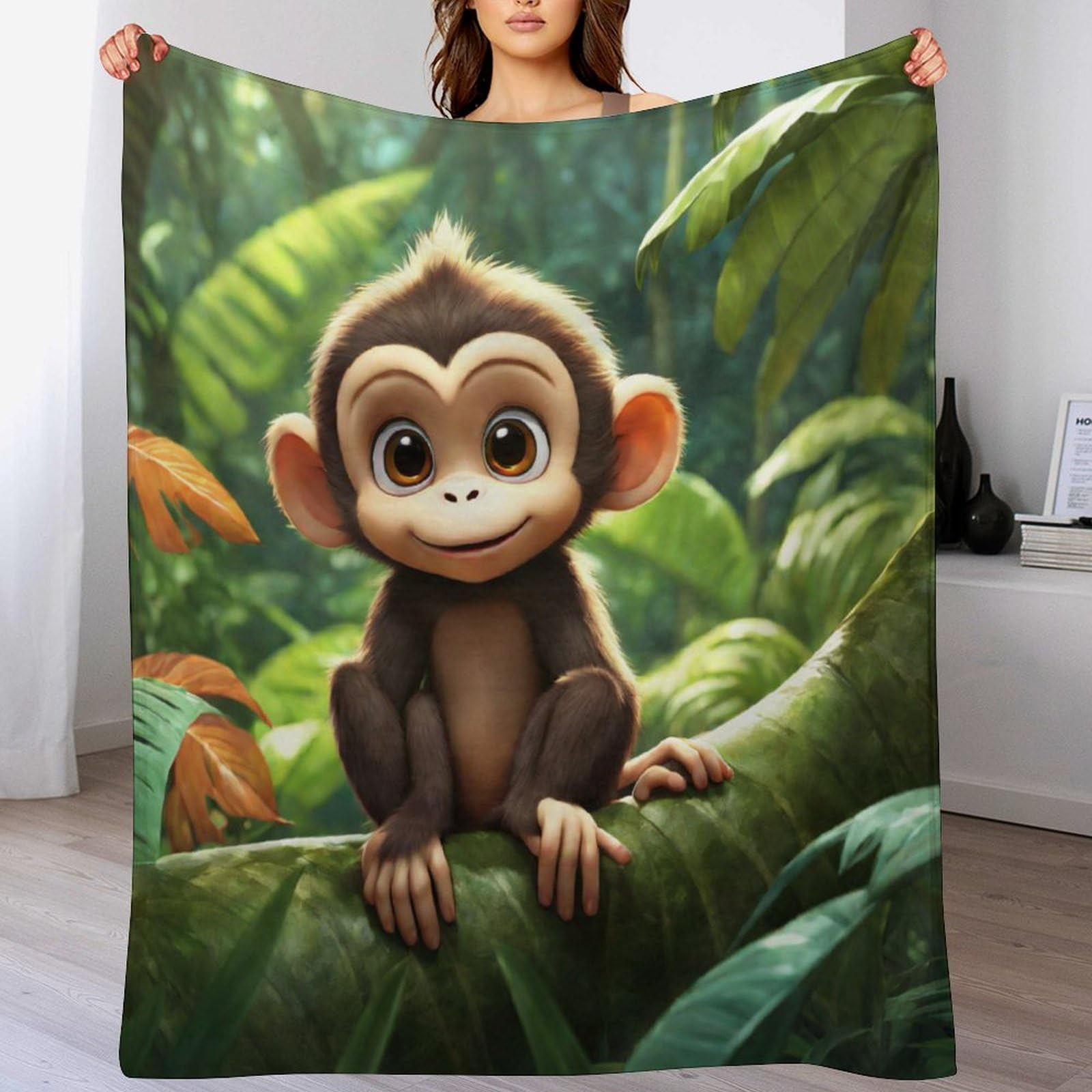 Couverture moelleuse singe pour salon et soirées cocooning
