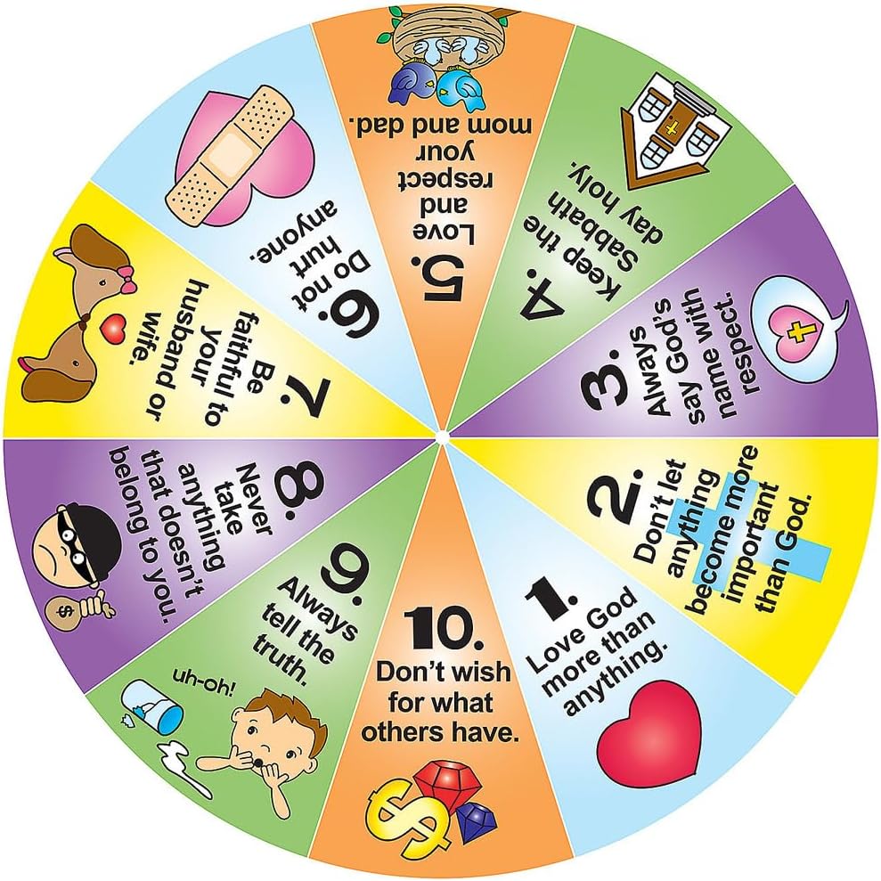Fun Express Ten Commandments Learning Wheel - Educational and Learning Activities for Kids - VBS Vacation Bible School Supplies/Decor - 12 Pieces