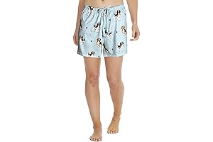 Womens Drawstring Casual Shorts - Beagle Pajama Sleep Shorts with Side Pockets