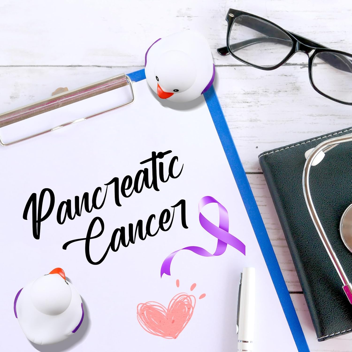 DEEKIN 100 Pcs Purple Ribbon Awareness Rubber Ducks Bulk Domestic Violence Lupus Overdose Breast Cancer Awareness Rubber Ducks for Memorial Events Campaign Parties Supplies