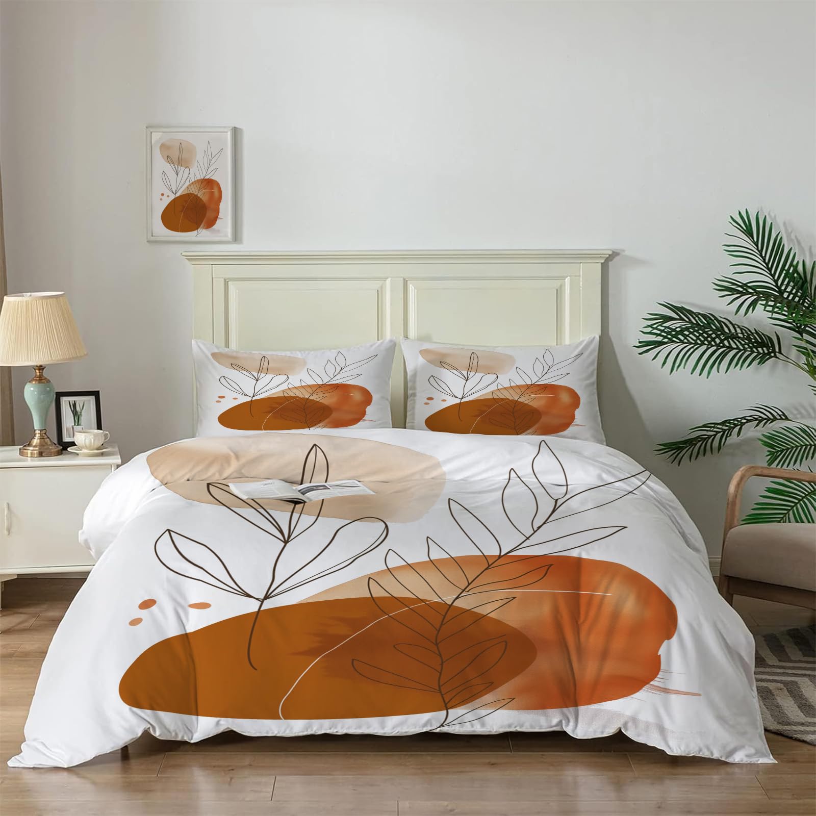 Parure de lit beige abstrait housse de couette queen size bohème