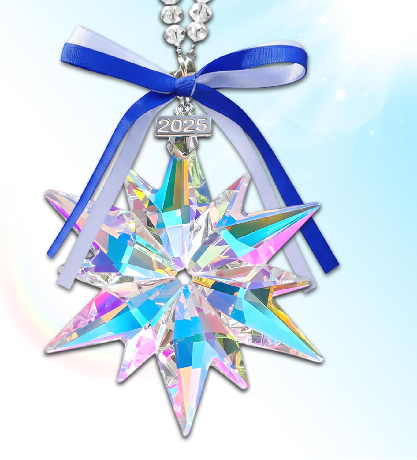 2025 Crystal Christmas Ornaments Snowflake Stars - Sparkly Crystal Ornaments for Christmas Tree, Bling Butterfly Christmas Ornaments for Women Girls