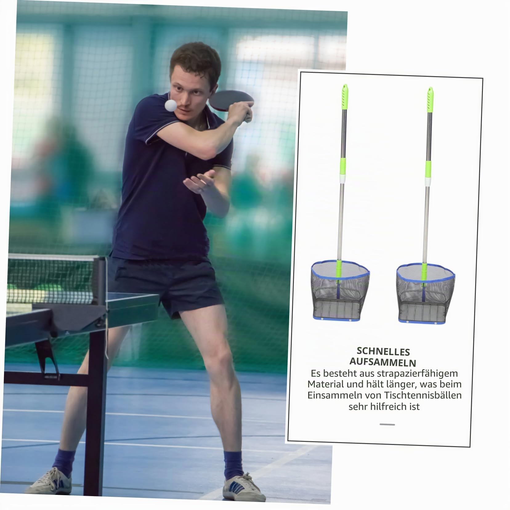Tischtennisball Picker Tragbar Mit Teleskopgriff - Verstellbarer Ballsammler Für Effizientes Aufheben Und Praktische Lagerung