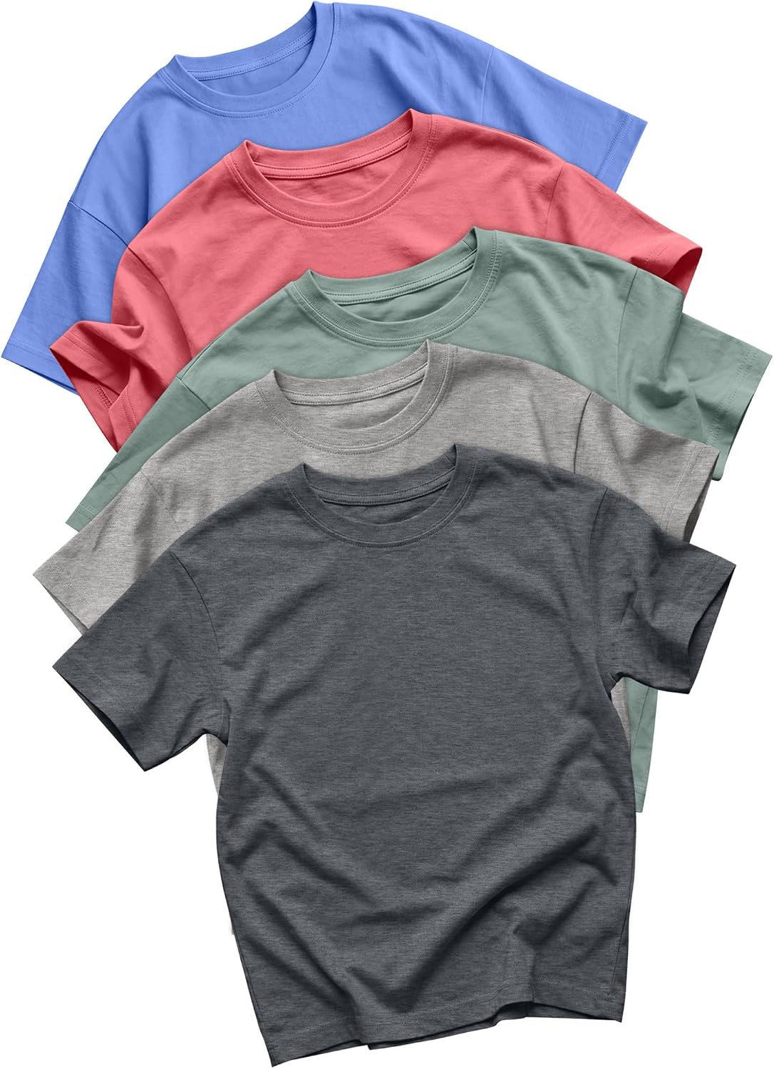 Oakgarden 5 Pack Toddler Boys T-Shirts Summer Short Sleeve Crewneck Tops Little Kids Basic Tee Athletic Loose Fit Tees