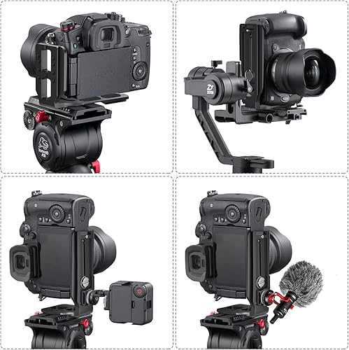 Miniatura 7 de Soporte para cámara réflex digital en L, trípode vertical y horizontal, placa de liberación rápida compatible con Canon Nikon Sony, DJI, Osmo,