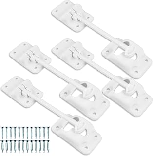 Leisure Coachworks 4-Pack White RV T-Style Door Holder Entry Door Catch fits RV Trailer Camper Exterior Door Hold Hook & Keeper Hardware (4-Pack)