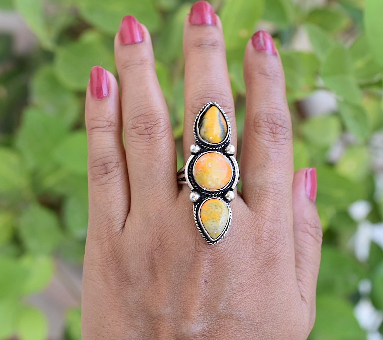 Avika Jewelry Bumblebee Jasper Ring- 925 Sterling Silver Plated Ring- Jasper Ring- Jasper Jewelry- Gemstone Ring- Handmade Ring N0-A11F - Image 2