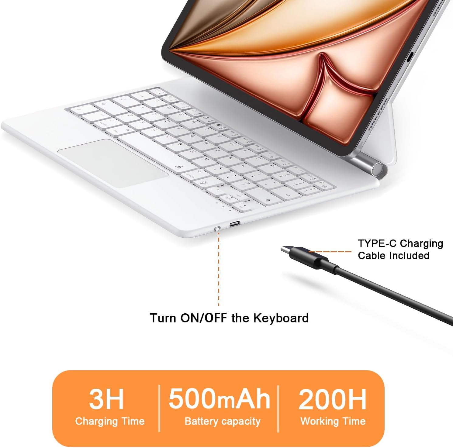 Magic Keyboard Case for iPad Air 11 inch M3 (2025) / M2 (2024) / iPad Air 5th / Air 4th Gen, Magnetic Stand, Multi-Touch Trackpad Backlit, iPad Pro 11(1st /2nd /3rd /4th) Keyboard Case, White