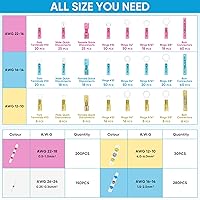 Vista 4 de TICONN 1250 piezas de conectores de cables con funda termorretráctil, kit de terminales eléctricos impermeables para uso automotriz y marino