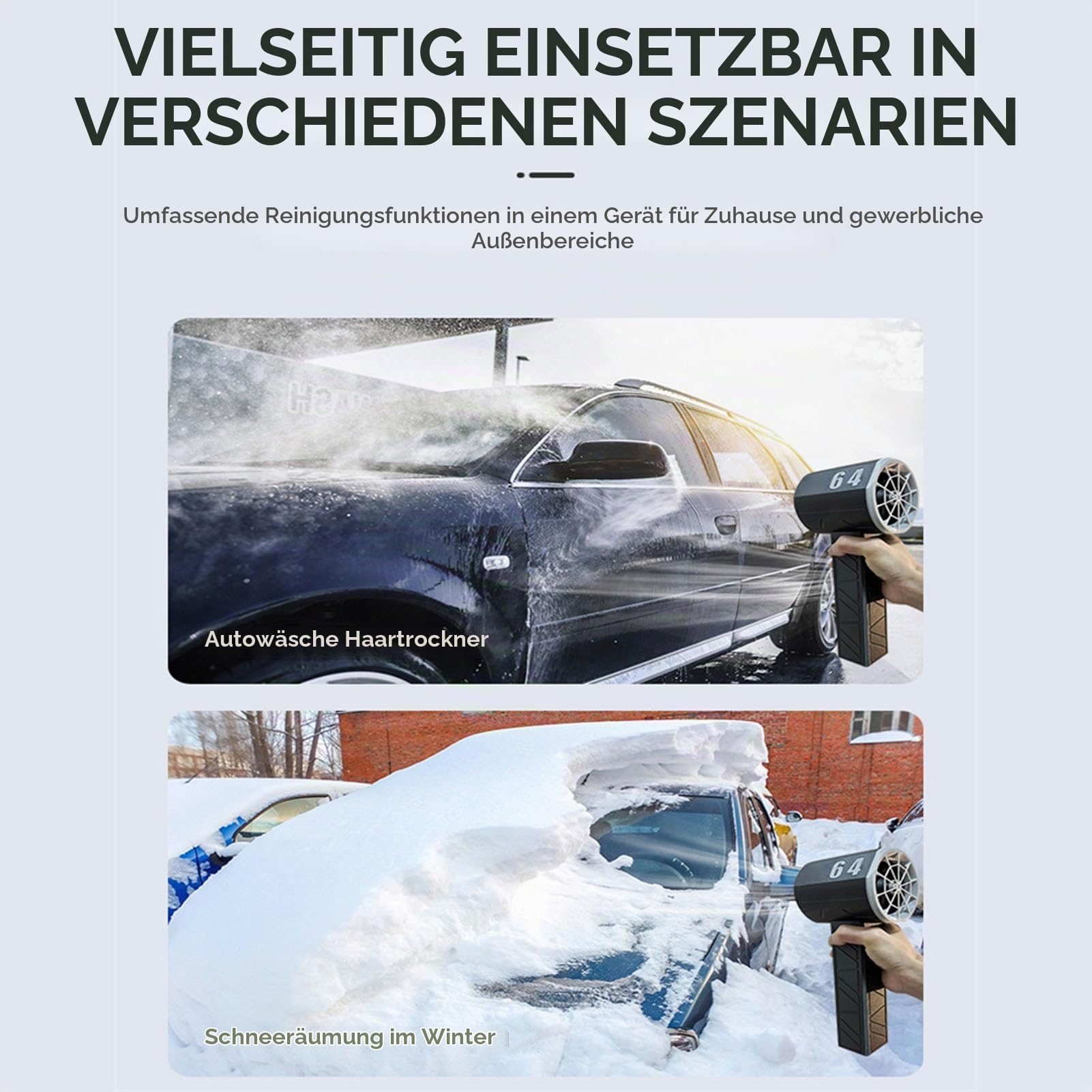 Thunder Jet Dry, 8000mAh Autotrockner Druckluftspray, 180.000 U/min Luftgebläse, 1,4 Kg/s Schub, 135 m/s Turbofan mit 11 Flügeln für Auto Trocknung und Reinigung