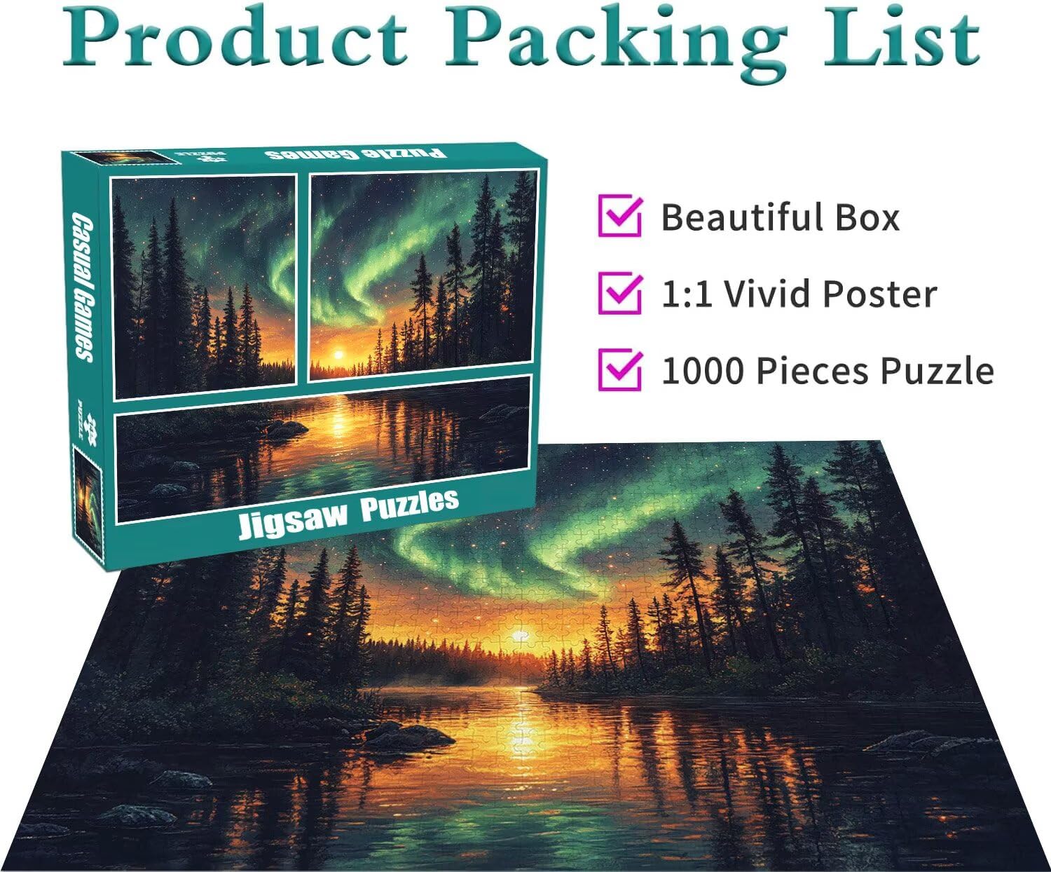 Puzzle Erwachsene 3000 Teile Aurora Landschaft Educa Jigsaw für Kinder ab 8 Jahren Mädchen Jungen, Erwachsene Impossible Klassische Puzzles Schwer, Anspruchsvoll Spielspaß, Geschenke 81x122cm t-372