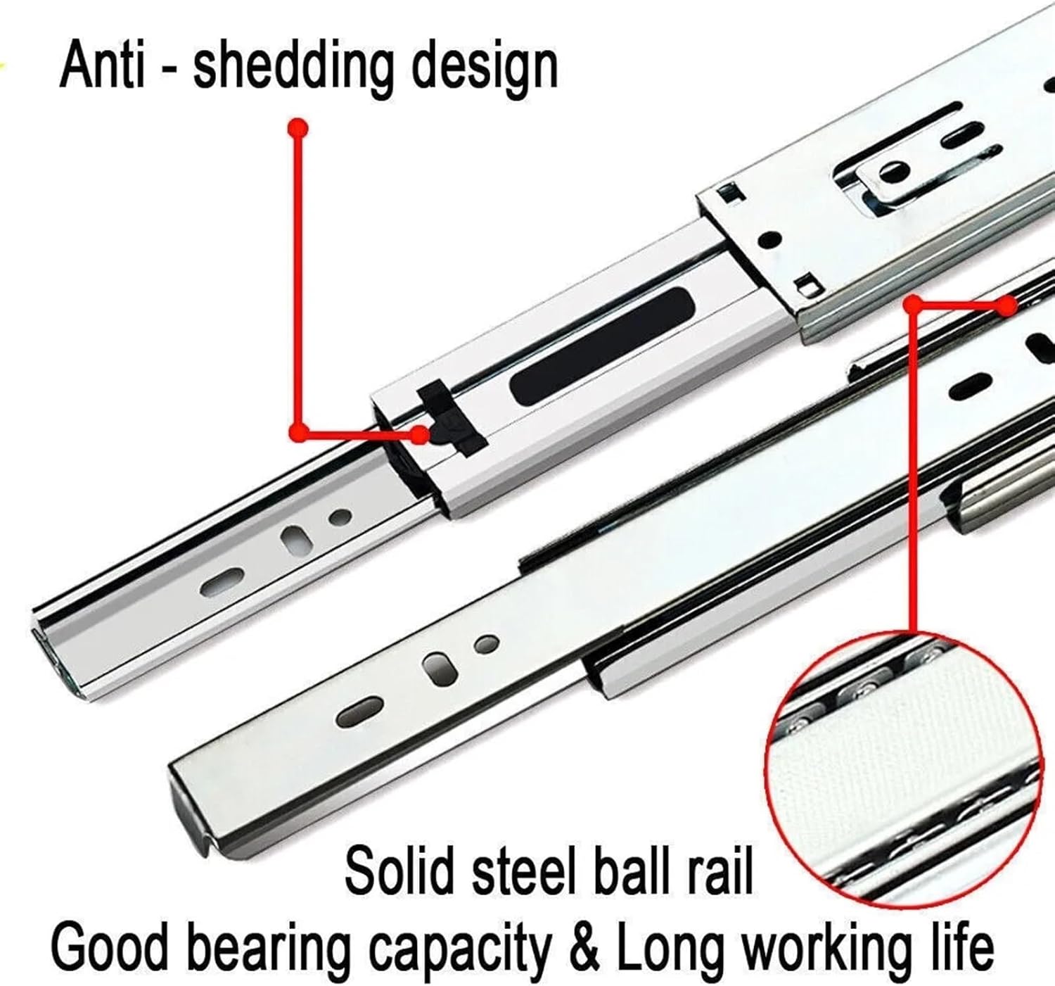 Heavy Duty Drawer Slides 2pcs Stainless Steel Drawer Runners Heavy Duty Three Section 30-50cm(500mm-20inch)