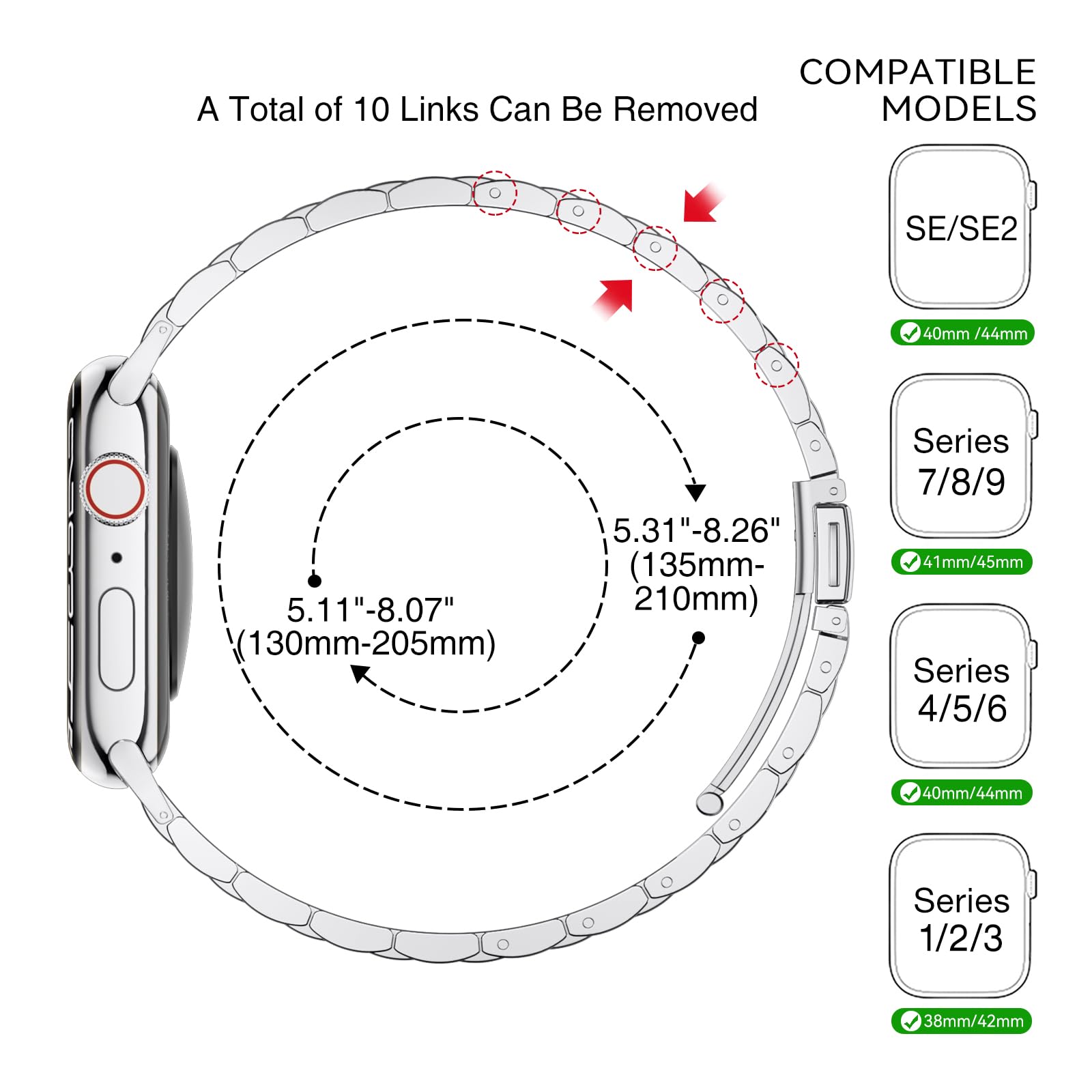 WFEAGL Slim Straps Compatible with Apple Watch Straps 40mm 38mm 41mm 42mm (Series 11 10),Slim Stainless Steel Replacement Strap Compatible iWatch SE/Ultra/iWatch Series 11 10 9 8 7 6 5 4 3 2 1,Silver - Image 4