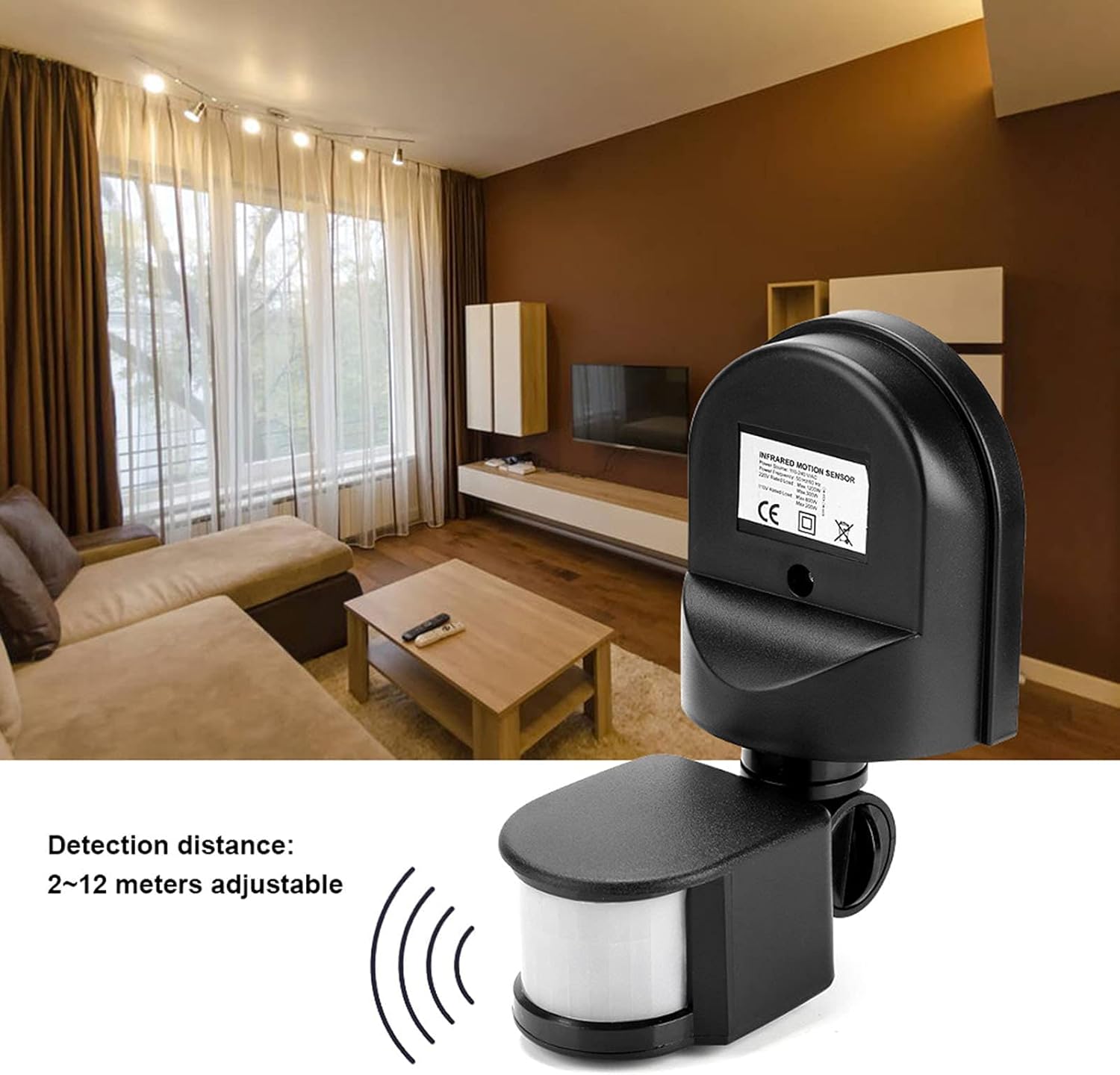 Adjustable Body Motion Infrared PIR Sensor, Detector Light Bulb with Switch, External Outdoor Motion Sensor with Installation Screws(Black) 6 71pInOiUXEL. AC SL1500