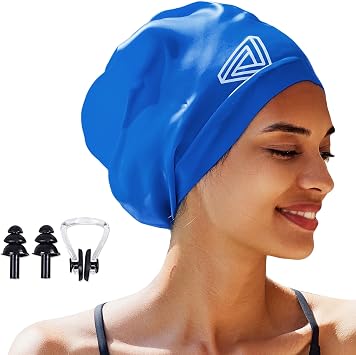 Large Swimming Cap, Suitable for Men and Women, Specially Designed Swimming Cap, Suitable for Very Long and Thick Curly Hair and Braids, Keep Hair Dry