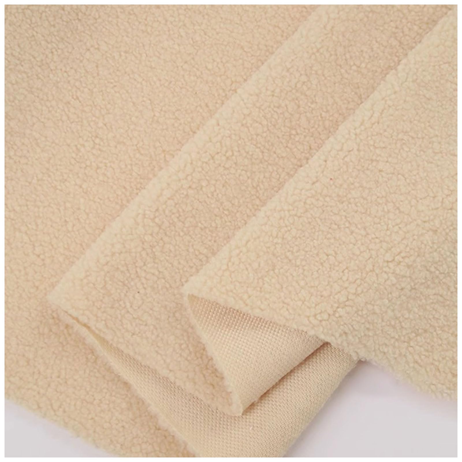 YZRXD Sherpa Fleece Lining Fabric Faux Sheepskin Solid Color Plush Faux Lambskin Lined Material 160cm(62'') Wide for DIY Crafts, Costume, Home Decor(Size:1.6x1m(62''x39''),Color:beige)