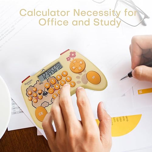 Miniatura 5 de Calculadoras amarillas Básicas para Maestros Oficina Básica de Conceptos Básicos, Matemáticas Electrónicas, Suma, Resta, División y Multiplicación,