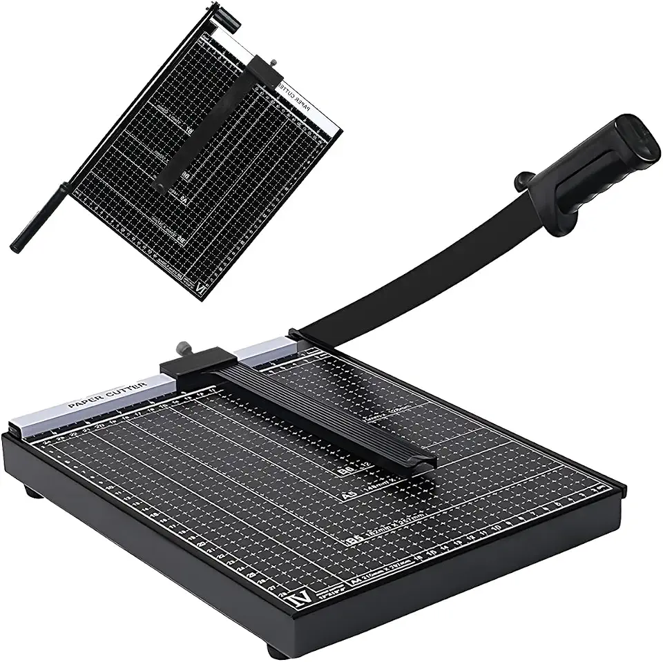 A4 Paper Cutter Heavy Duty Stack & Guillotine Trimmer, 10-12 Sheets Cutting | Photo/Cardstock Cutter, Precision Cut 10 -12 Sheets, Built-in Ruler for Accuracy, Safety Lock & Removable Bezel, Portable