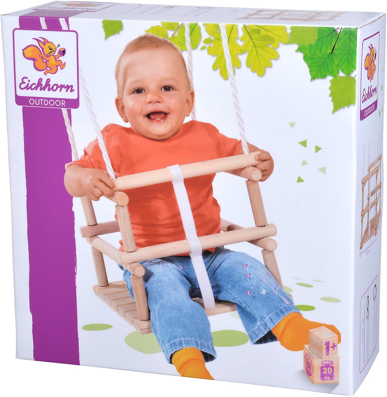 Eichhorn - Outdoor Grille Swing - Height Adjustable 140-210 cm - TÜV/GS Tested - Maximum Load 20 kg Birch Wood