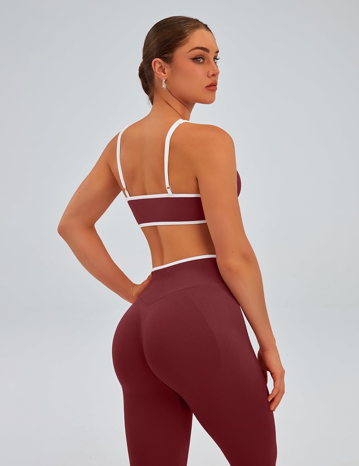 TDIFFUN Women Workout Sets 2 Piece Seamless Scrunch Butt Lifting Leggings Padded Sports Bra Matching Set Gym Yoga Outfits - Image 3