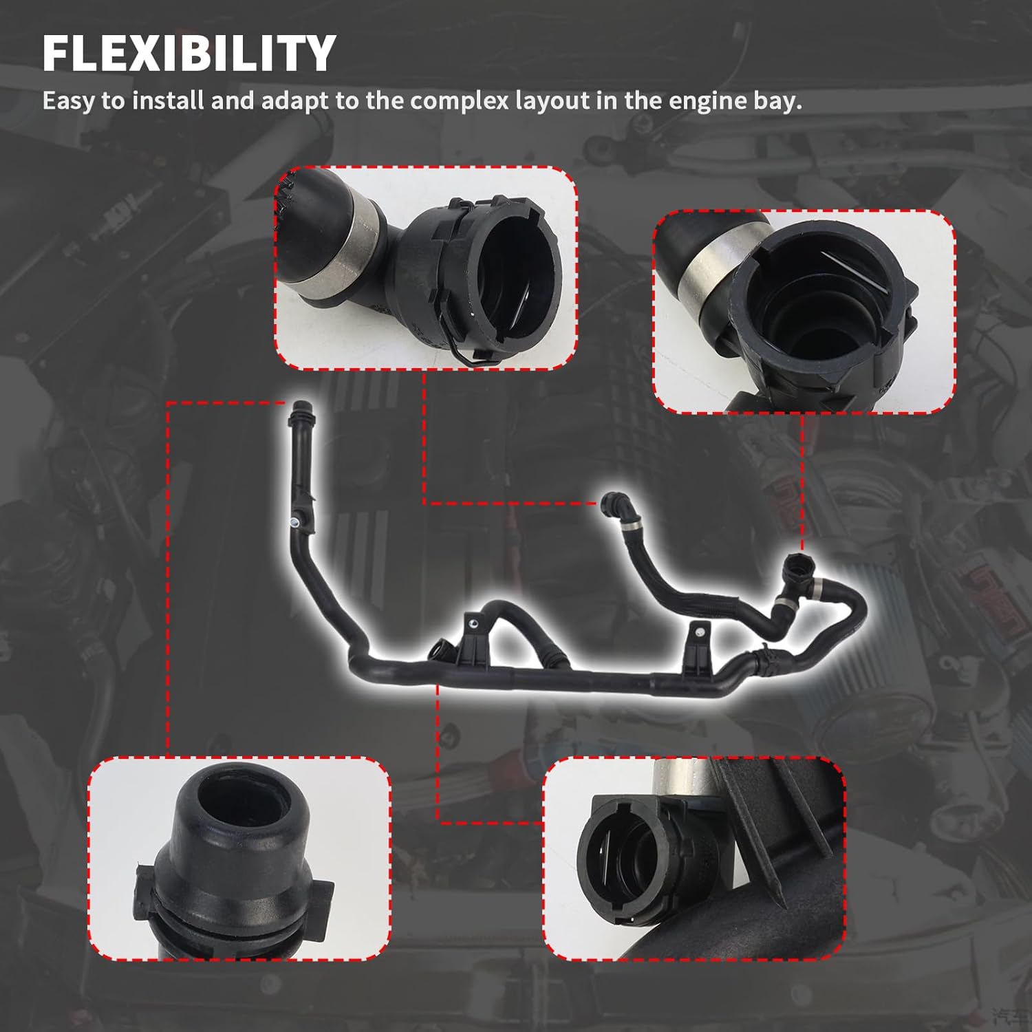 17127548230 Cooling Water Pipe Compatible with BMW 3 Series E90 335i 2009 L6 3.0L Replace# 17124546303 R19017 53517 MX01501430 TM7119 707119 824552401 B4228320 0011030681 BF0426660758