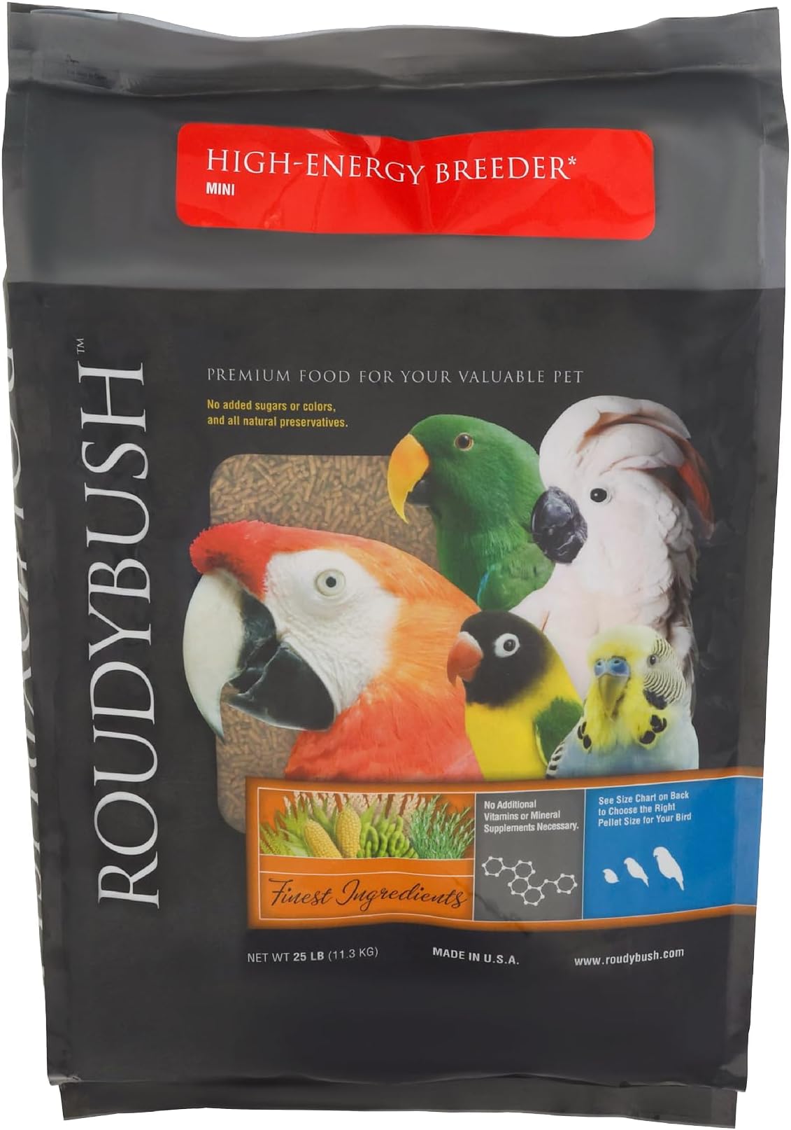 High Energy Breeder Food for Breeding & Weaning Birds - Scientifically Formulated Bird Feed - Bird Food Pellets w/ Corn, Wheat, Soy & More - Nutritious & Healthy Feed for Birds (Mini, 25lb)