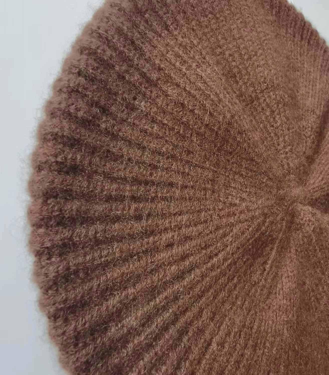 Kaschmir-Mütze, Damen, Winter, warm, Merinowolle, gestrickt, übergroß, Beige