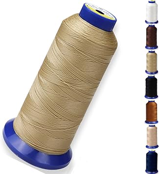 Bonded Nylon Thread for Sewing-Heavy Duty Nylon Thread for Leather, Jeans, Upholstery and Weaving; #69 T70 Size 210D/3 1400 YardsKhaki