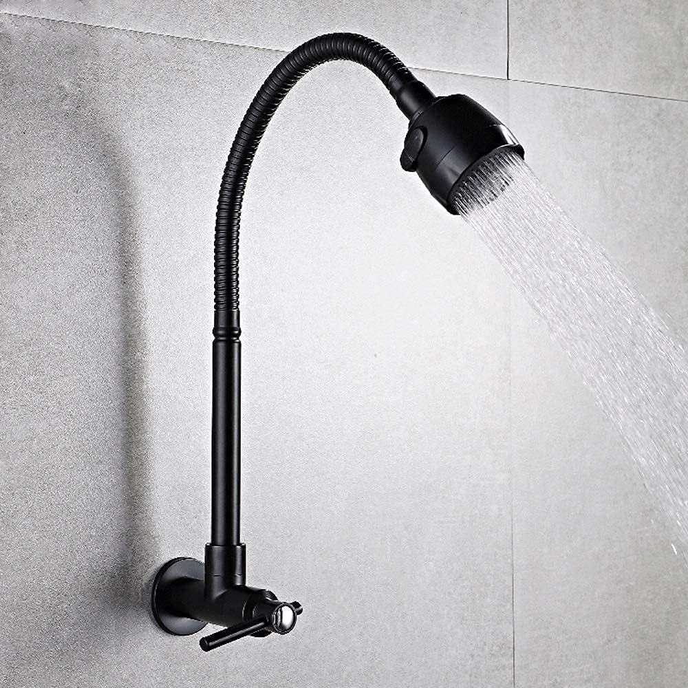 Robinet noir mural orientable haut de gamme style industriel pour cuisine