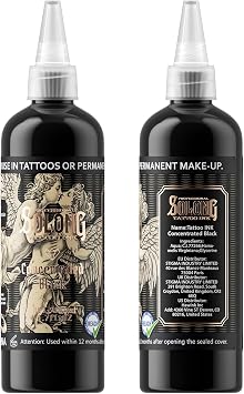 Tattoo Ink,Solong S Series 6.7oz(200ml) Professional Black Tattoo Ink for Various Tattoo-Concentrated Black Tattoo Supplies,TI303S-200-030