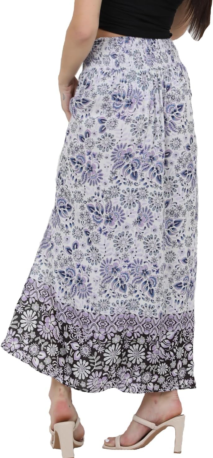 Angie Women's Printed Smocked Waist Maxi Skirt - Image 3