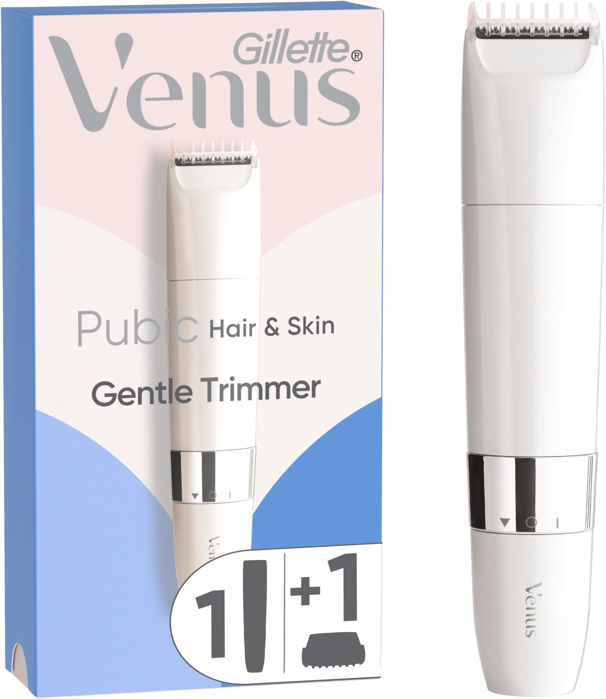Gillette Venus Intimate Grooming Womens Electric Razor, Bikini Trimmer for Pubic Hair and Skin, Includes 1 Womens Razor, 1 Comb, 1 AA Battery