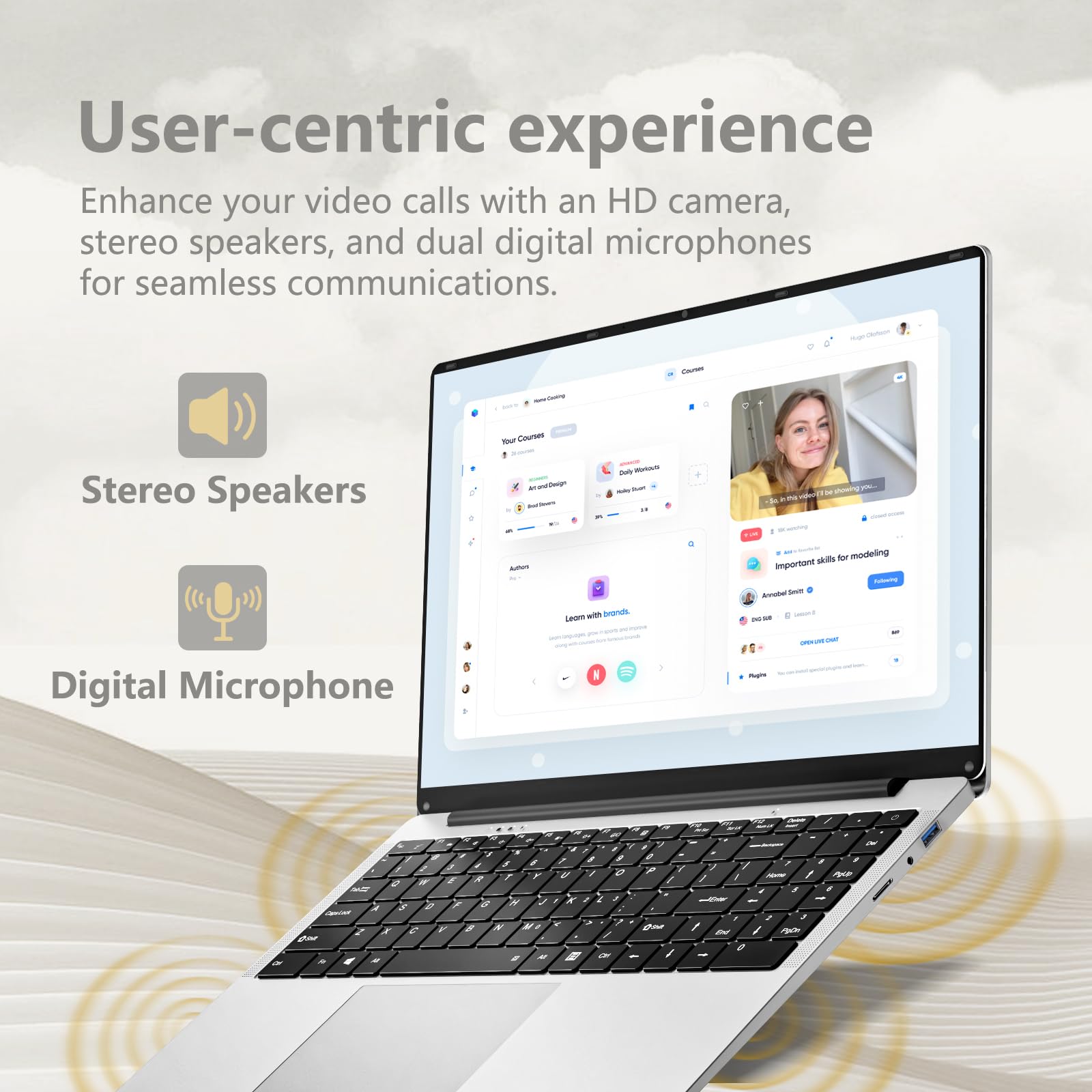 Ordinateur Portable 15,6", Celeron N4000 Portable, PC Portable Ordinateur 1920 * 1080 FHD IPS Laptop 8Go DDR4 RAM 256Go SSD, WiFi5/Mini-HDMI/USB3.0/BT4.2/Webcan, Carte TF Développer to 1To