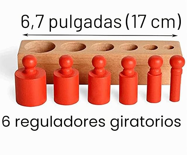 Foto 3 de 8 de BOHS Bloques de Cilindros con Botón Montessori, 4 Piezas de Madera,17 cm