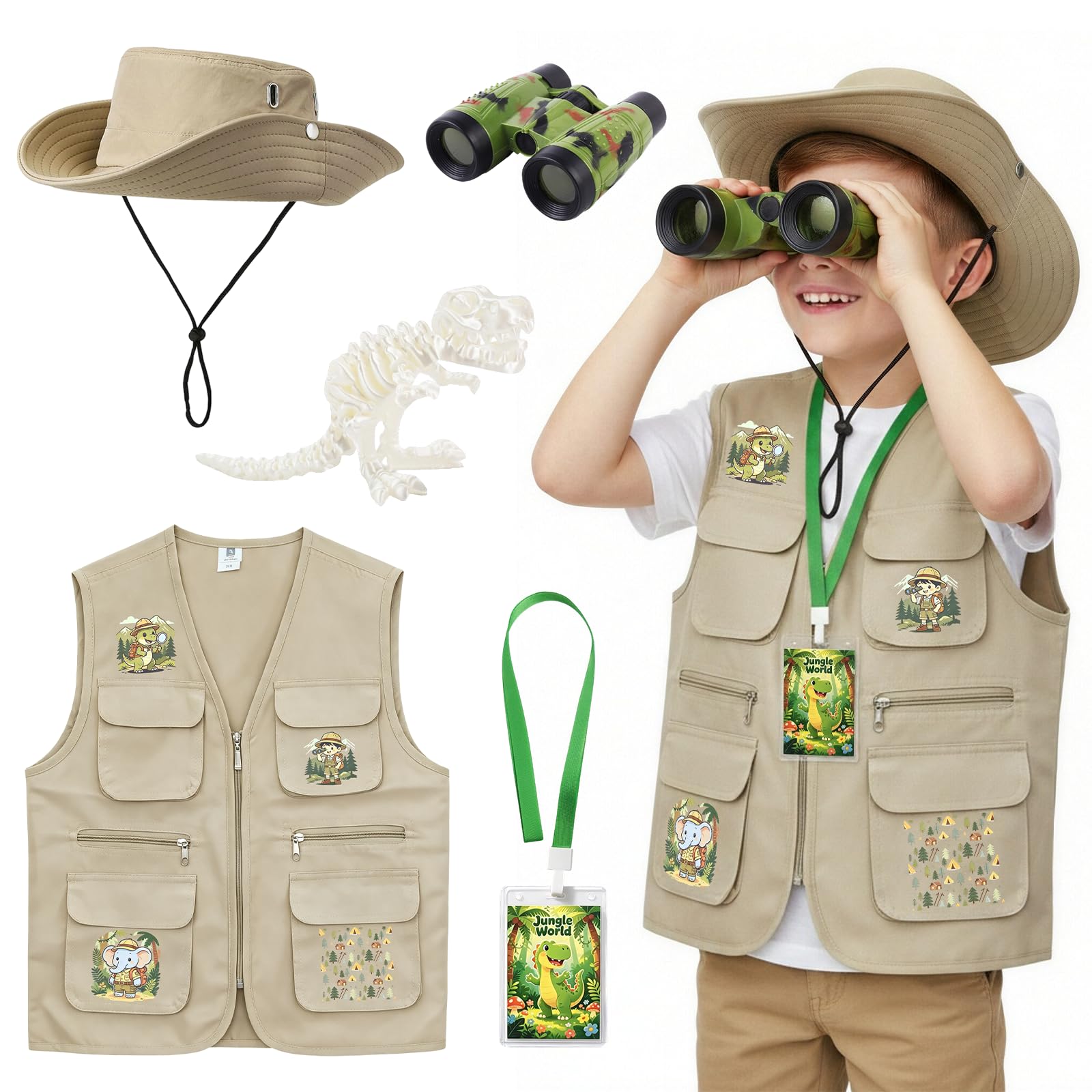 5PCS Explorer Costume Kids, Safari Costume Kids